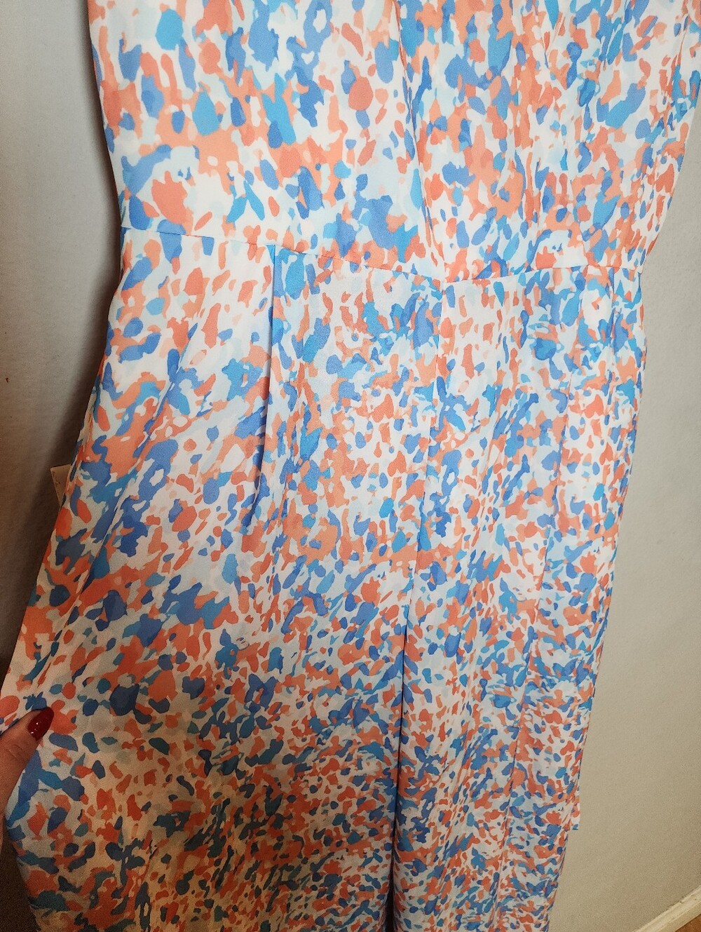 NWT J. McLaughlin Hermione V-Neck Wide Leg Sleeveless Jumpsuit Orange Blue Sz 8 - Picture 12 of 16